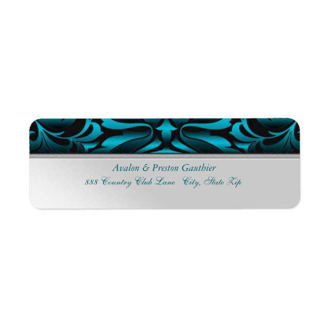 Étiquette de adresse turquoise Silver Metal Mariag (Devant)