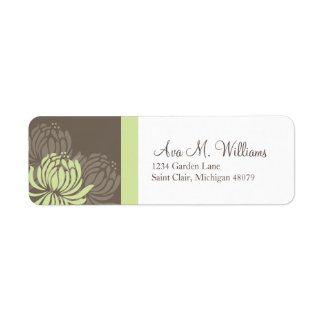 Étiquette de adresse vert et Brown Chrysanthemum