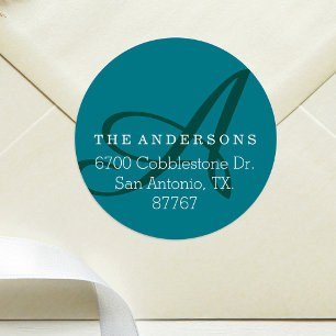 Étiquette de adresse vert monogramme gras