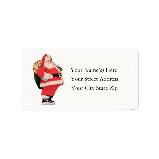 Étiquette de adresse Vintage Fat Père Noël (Devant)