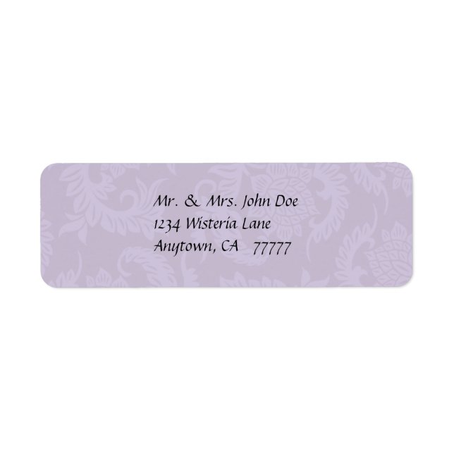 Étiquette de adresse vintage Lavender Damask (Devant)