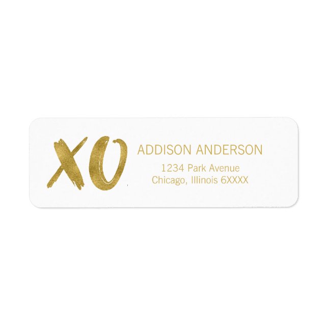 Étiquette de adresse XOXO Gold Foil brossé (Devant)