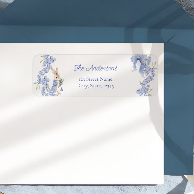 Étiquette de Baby shower de garçon Blue Peter Rabb (Créateur téléchargé)