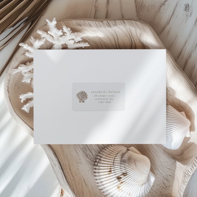 Étiquette de Baby Shower de plage Boho Shell (Créateur téléchargé)