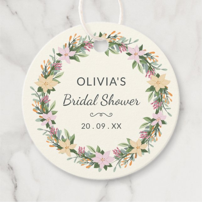 Étiquette de Baby Shower Floral Romantique (Devant)