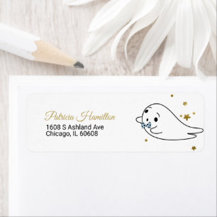 Étiquette de Baby Shower Halloween Fantôme Charman