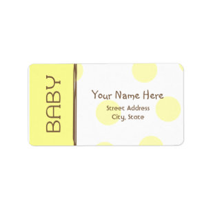 Étiquette de baby shower - jaune et brun