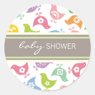 Étiquette de Baby shower Retro Rainbow Chicks / St
