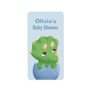 Étiquette de Baby Shower Triceratops Mignon