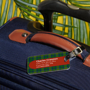 Étiquette de bagage à carreaux tartan de clan pers