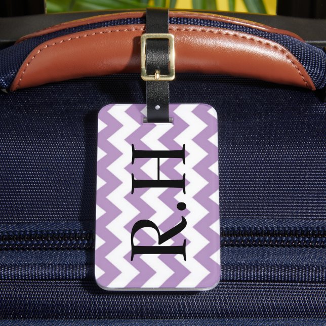 Étiquette de bagage à chevron violet et blanc (Insitu Rectoal 2)