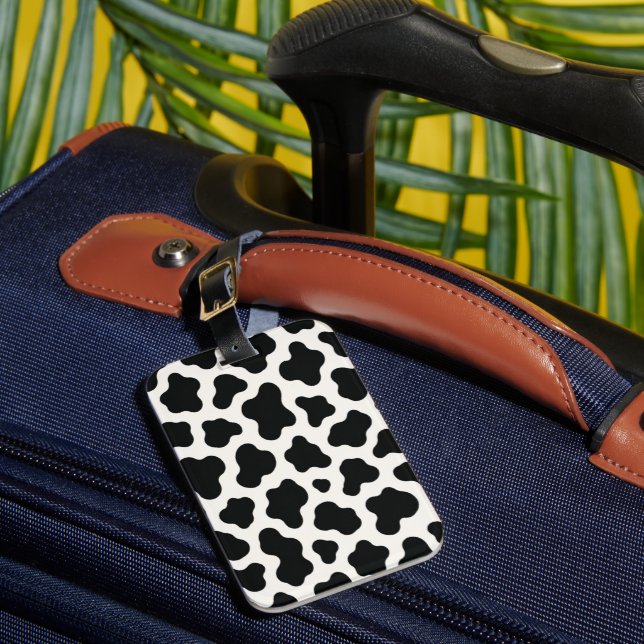 Étiquette de bagage à imprimé vache noir et blanc (Insitu Rectoal 1)