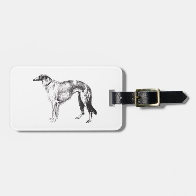 Étiquette de bagage à l'eau-forte Borzoi Martynow (Devant horizontal)