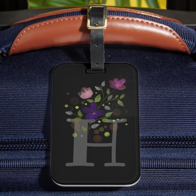 Étiquette de bagage à lettre initiale H et motif f (Insitu Rectoal 2)