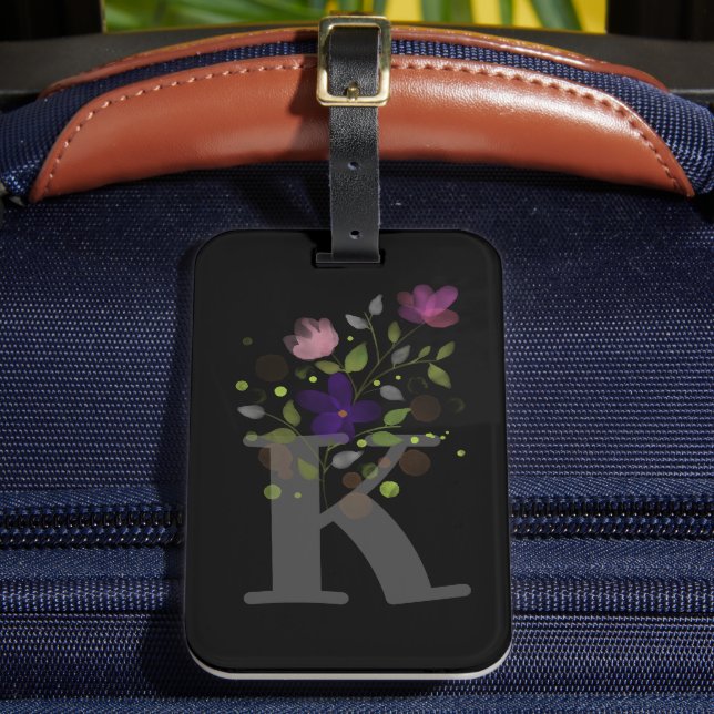 Étiquette de bagage à lettre initiale K et motif f (Insitu Rectoal 2)
