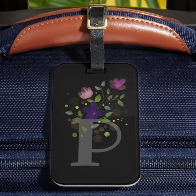Étiquette de bagage à lettre initiale P et motif f (Insitu Rectoal 2)