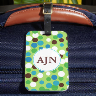 Étiquette de bagage à monogramme lime amusante