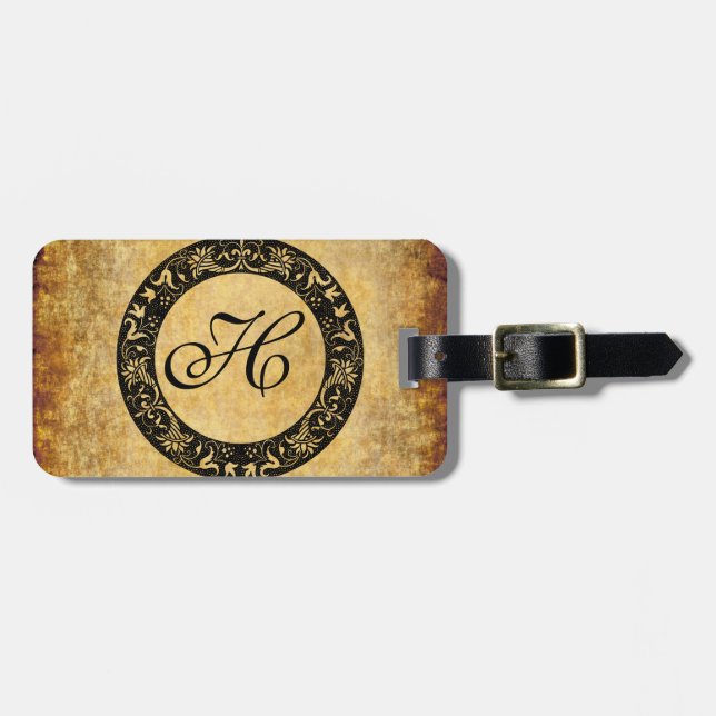 Étiquette de bagage à monogramme personnalisé (Devant horizontal)