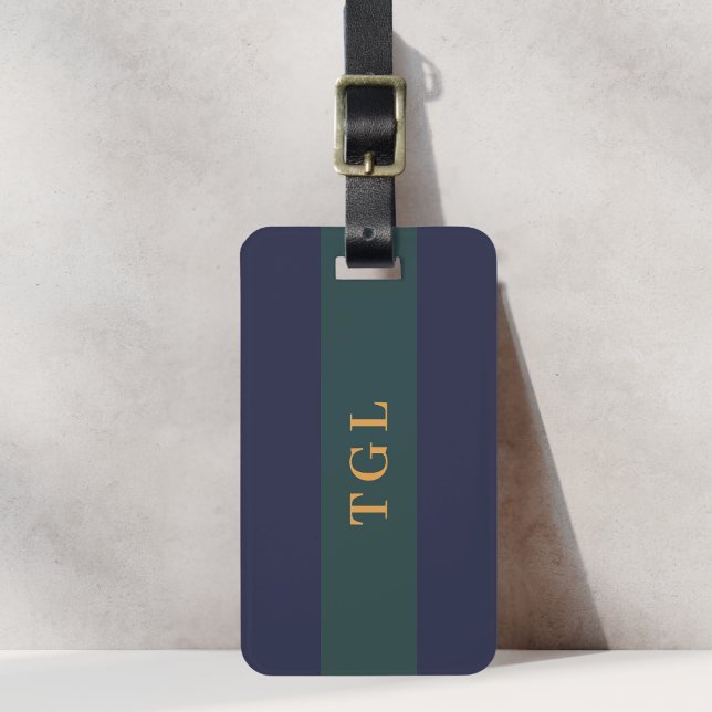 Étiquette de bagage à monogramme personnalisé avec (Créateur téléchargé)