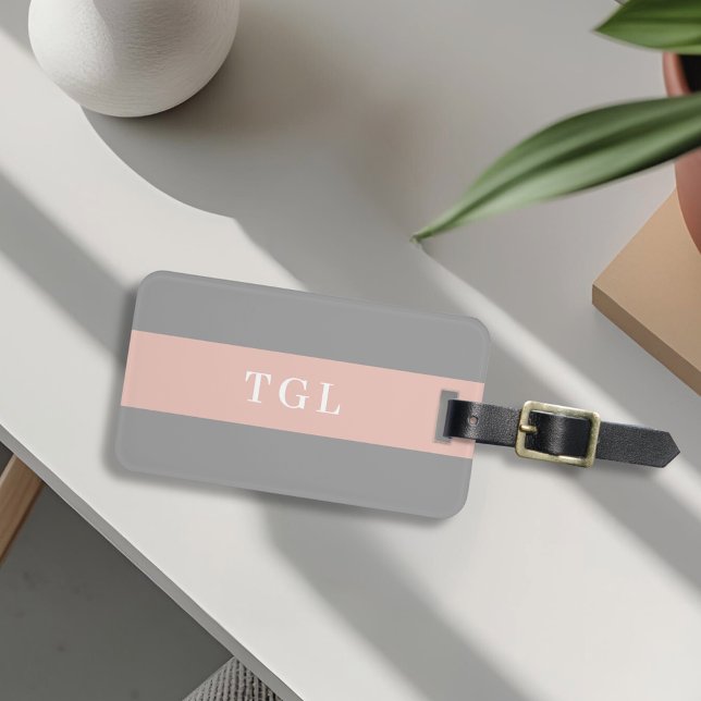 Étiquette de bagage à monogramme personnalisé avec (Créateur téléchargé)