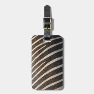 Étiquette de bagage à motif animal rayé zèbre noir