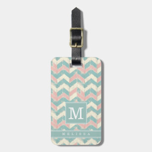 Étiquette de bagage à motif Chevron usé