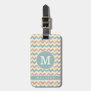 Étiquette de bagage à motif Chevron usé