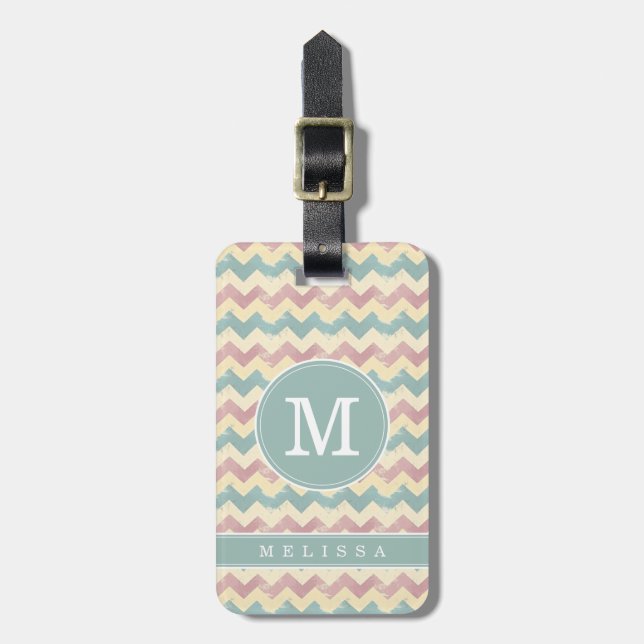 Étiquette de bagage à motif Chevron usé (Devant Vertical)