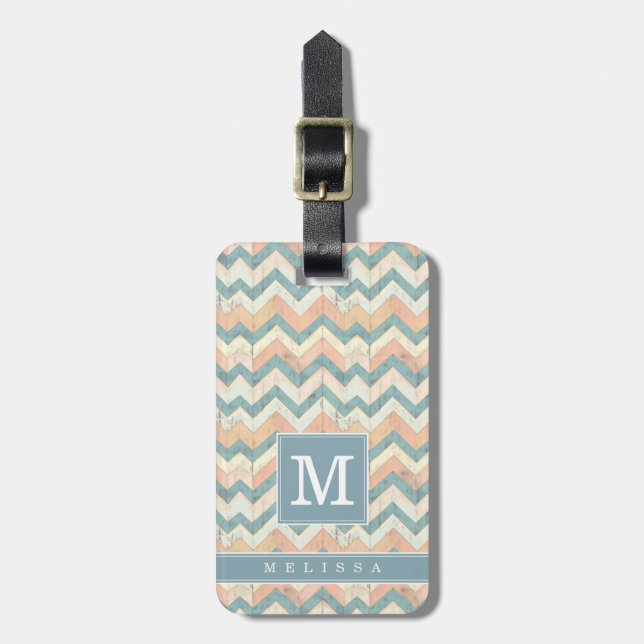 Étiquette de bagage à motif Chevron usé (Devant Vertical)
