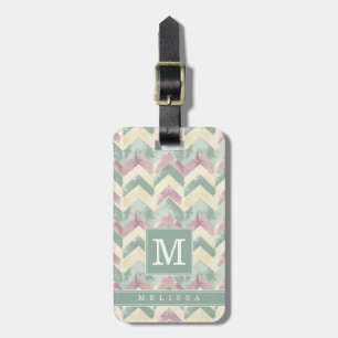 Étiquette de bagage à motif Chevron usé
