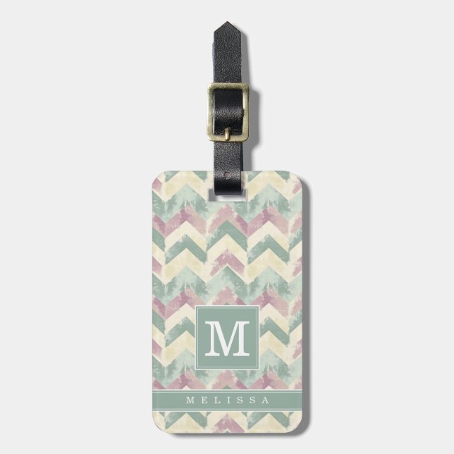 Étiquette de bagage à motif Chevron usé (Devant Vertical)