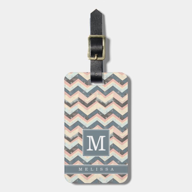 Étiquette de bagage à motif Chevron usé (Devant Vertical)