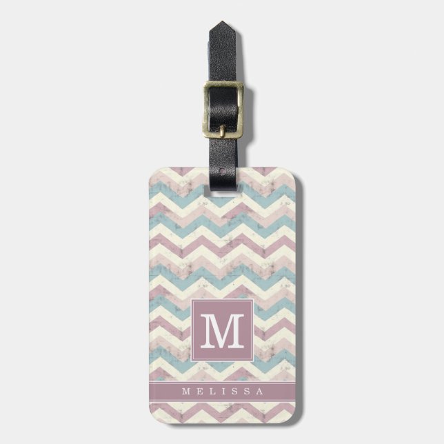 Étiquette de bagage à motif Chevron usé (Devant Vertical)