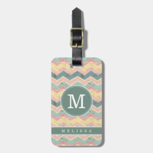 Étiquette de bagage à motif Chevron usé