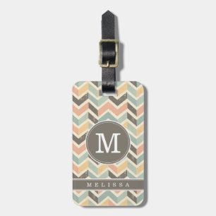 Étiquette de bagage à motif Chevron usé