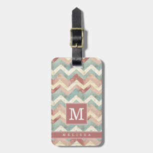Étiquette de bagage à motif Chevron usé