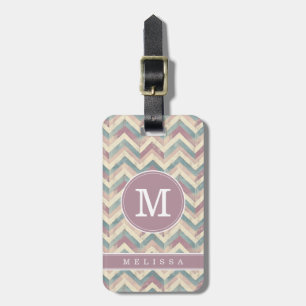 Étiquette de bagage à motif Chevron usé