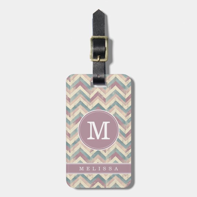 Étiquette de bagage à motif Chevron usé (Devant Vertical)