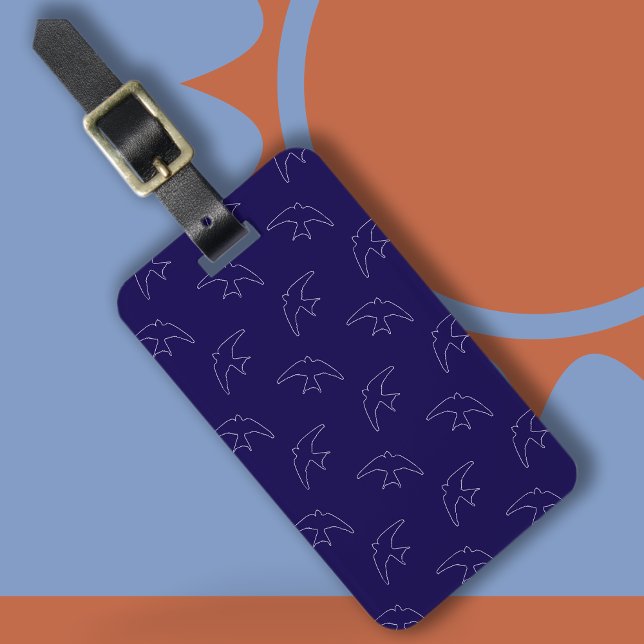 Étiquette de bagage à motif hirondelle bleue moder (Swallows)