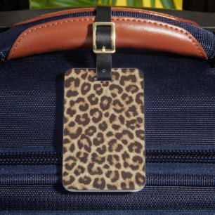 Étiquette de bagage à motif léopard