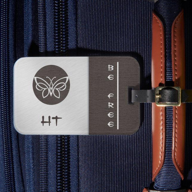 Étiquette de bagage à motif papillon monogrammé as (Insitu Rectoal 4)