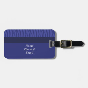 Étiquette de bagage à motif zèbre bleu moderne