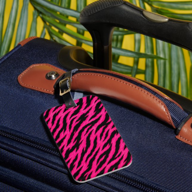 Étiquette de bagage à motif zèbre rose vif (Insitu Rectoal 1)