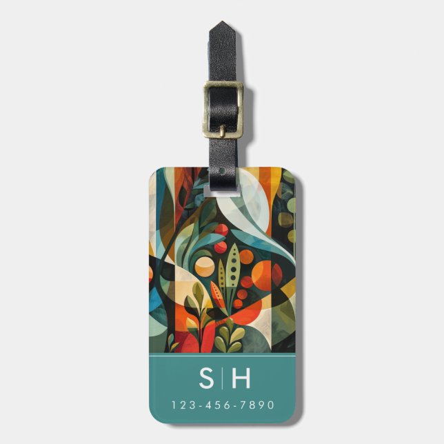 Étiquette de bagage à motifs de légumes abstraits  (Devant Vertical)