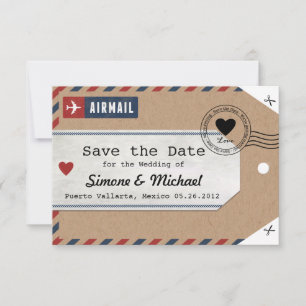 Étiquette de bagage Bahamas Save the Date avec car