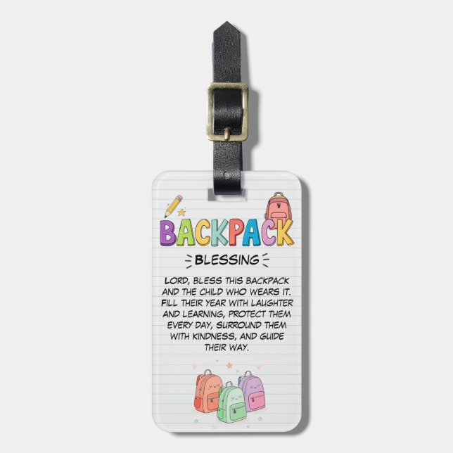 Étiquette de bagage Bénédiction Sac à dos pour enf (Devant Vertical)