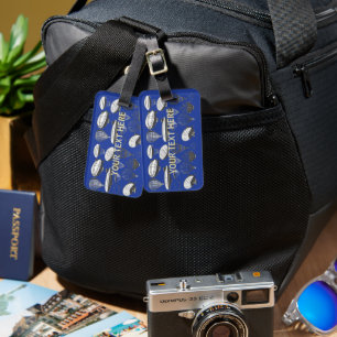 Étiquette de bagage bleu marine à motif de dirigea