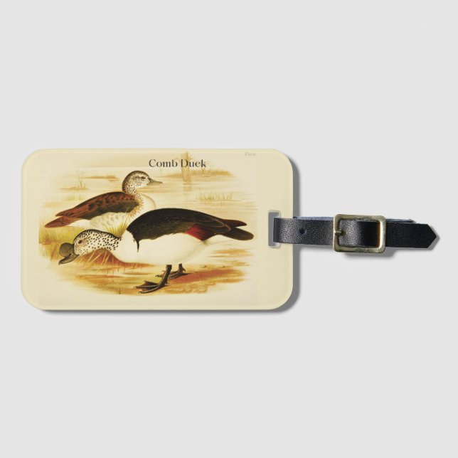 Étiquette de bagage Canard à crête (Devant Horizontal)