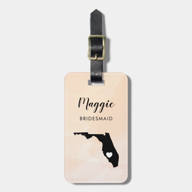 Étiquette de bagage carte de Floride, Bienvenue à  (Devant Vertical)