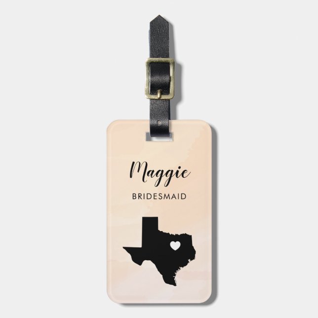 Étiquette de bagage carte du Texas, Bienvenue à la (Devant Vertical)